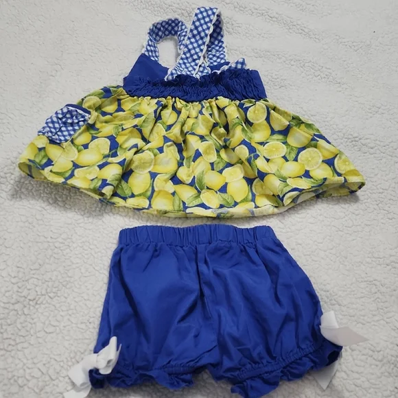 Ricrac & Ruffles 2 piece lemon set Size 3T - Picture 2 of 3